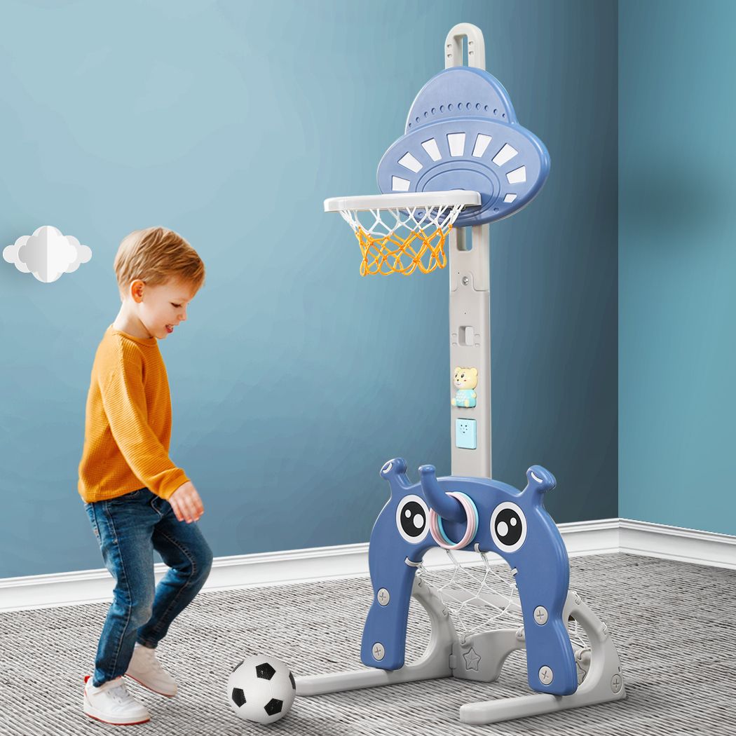 Kids Basketball Hoop Set Stand Sports Gift Toys 5-in-1 Adjustable Height