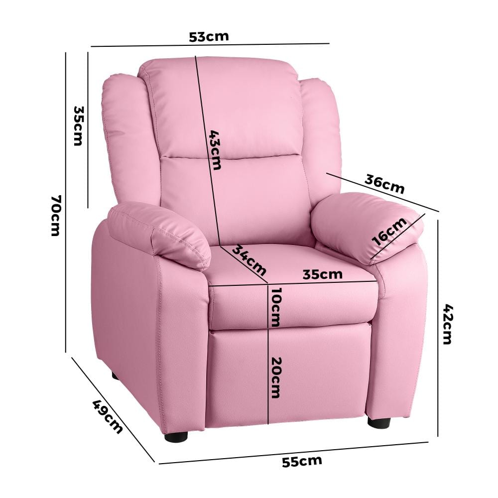 Kids Recliner Chairs Children Lounge Sofa PU Armchair w/ Hidden Storage