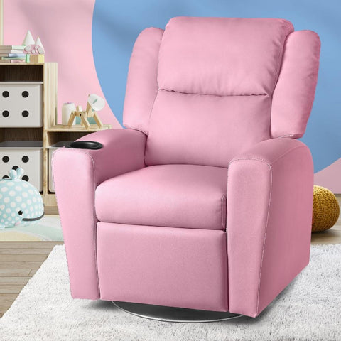 Kids Recliner Sofa Children Lounge Chairs PU Armchair 360� Rotatable