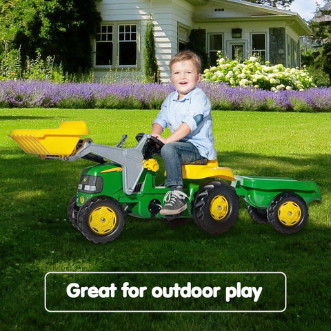 outdoortoys kids ride on tractor with trailer & loader