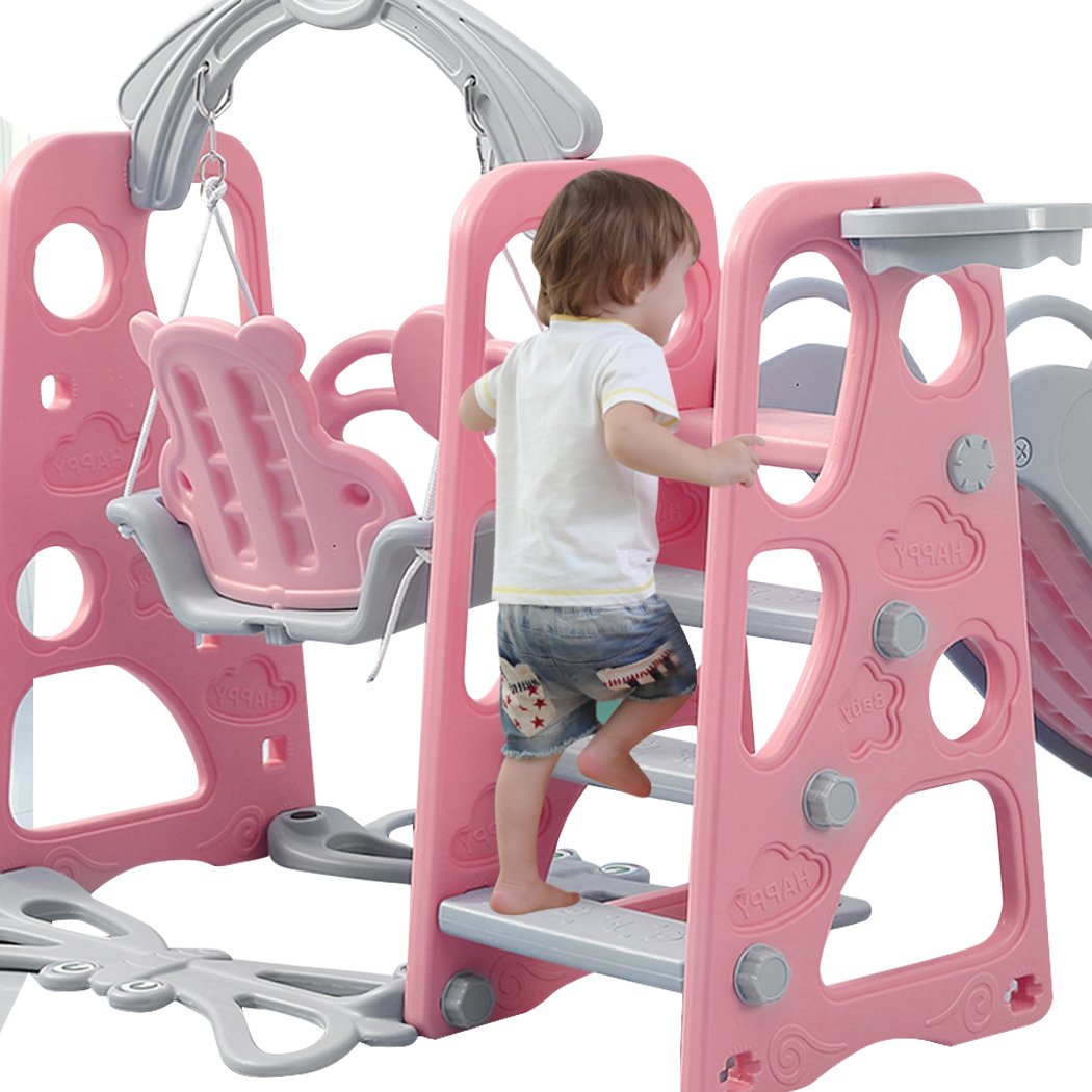 kids products Kids Slide Swing Basketball Ring Set Pink
