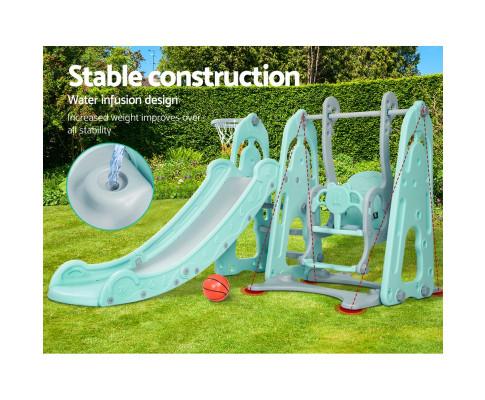 early sale simpledeal Kids Slide Swing Outdoor Indoor Playground Basketball Hoop Toddler Play Green