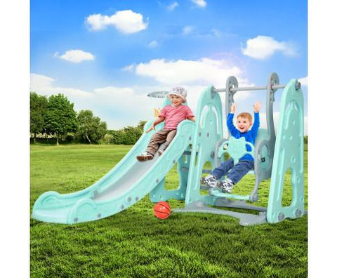 early sale simpledeal Kids Slide Swing Outdoor Indoor Playground Basketball Hoop Toddler Play Green