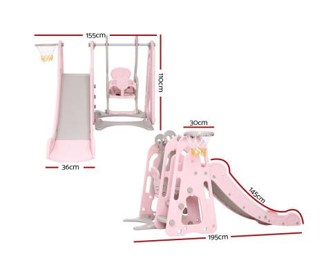 early sale simpledeal Kids Slide Swing Outdoor Playground Basketball Hoop Playset Indoor Pink