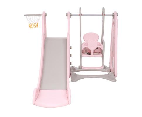 early sale simpledeal Kids Slide Swing Outdoor Playground Basketball Hoop Playset Indoor Pink