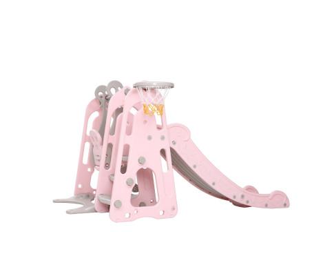 early sale simpledeal Kids Slide Swing Outdoor Playground Basketball Hoop Playset Indoor Pink
