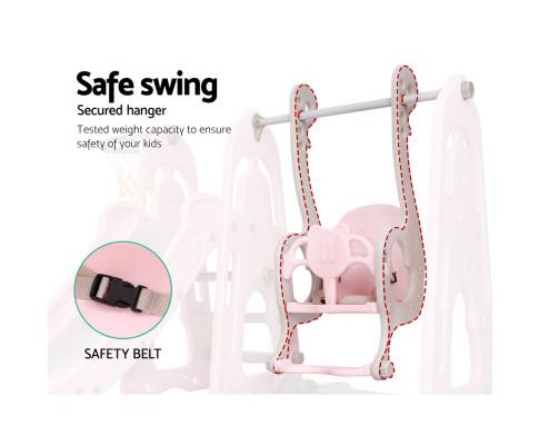 early sale simpledeal Kids Slide Swing Outdoor Playground Basketball Hoop Playset Indoor Pink