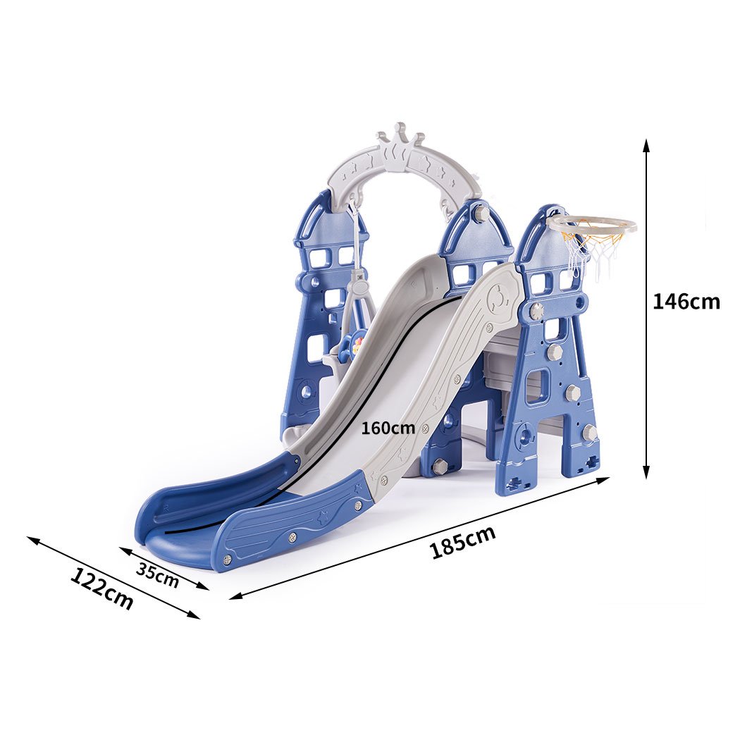 kids products Kids Slide Swing Play Set Outdoor-Navy blue and grey