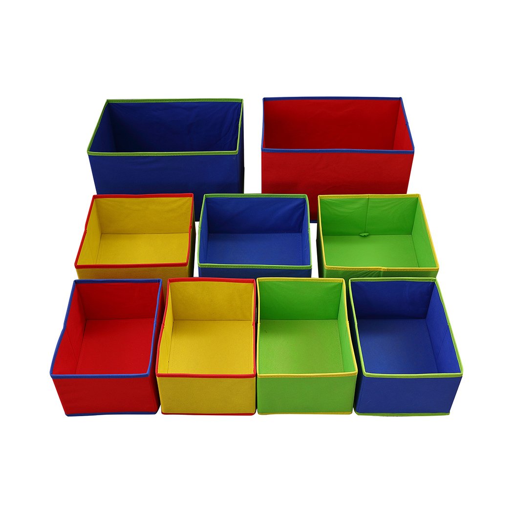 Kids Products Kids Toy Box 9 Bins Storage Rack Organiser Wooden Bookcase 3 Tier White