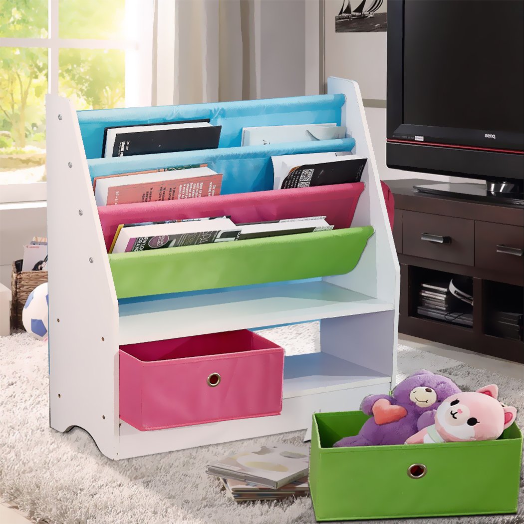 Kids Products kids Wooden Bookshelf Toy Organiser Storage Bin Rack