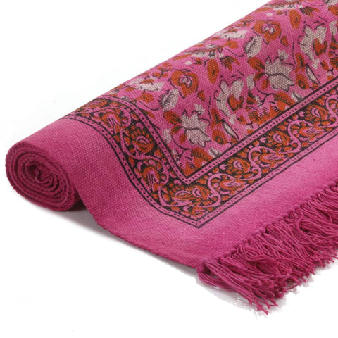 Kilim Rug Cotton with Pattern Fachsia