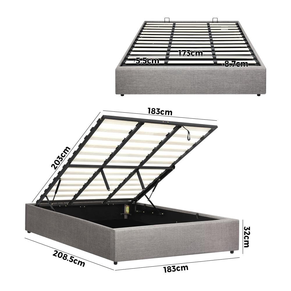 King Bed Frame Mattress Base with Lift Gas Beige