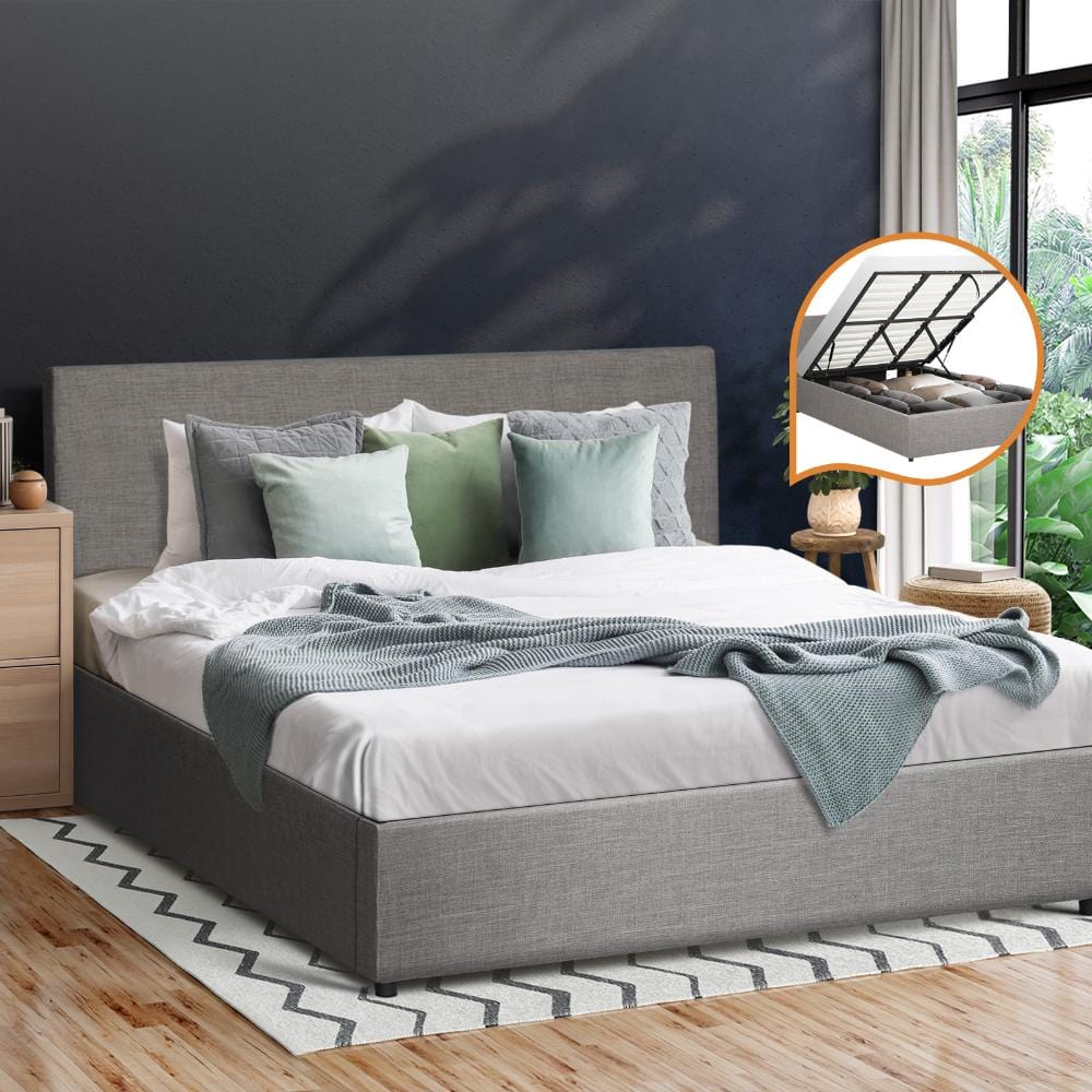 King Bed Frame with Gas Lift and Storage Space Mattress Base