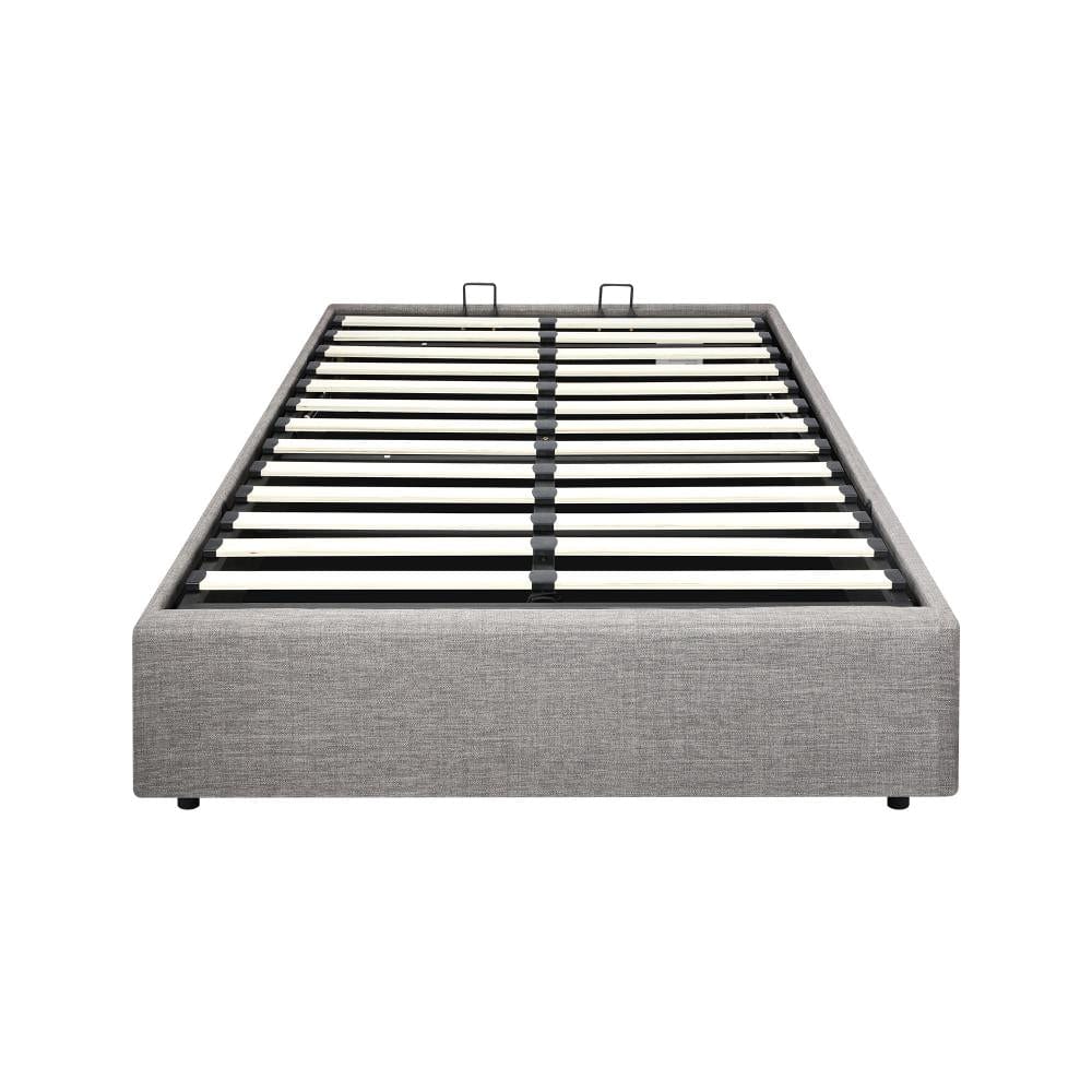 King Single Bed Frame Mattress Base with Lift Gas Beige
