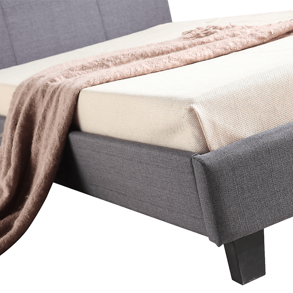 King Single Linen Fabric Bed Frame Grey