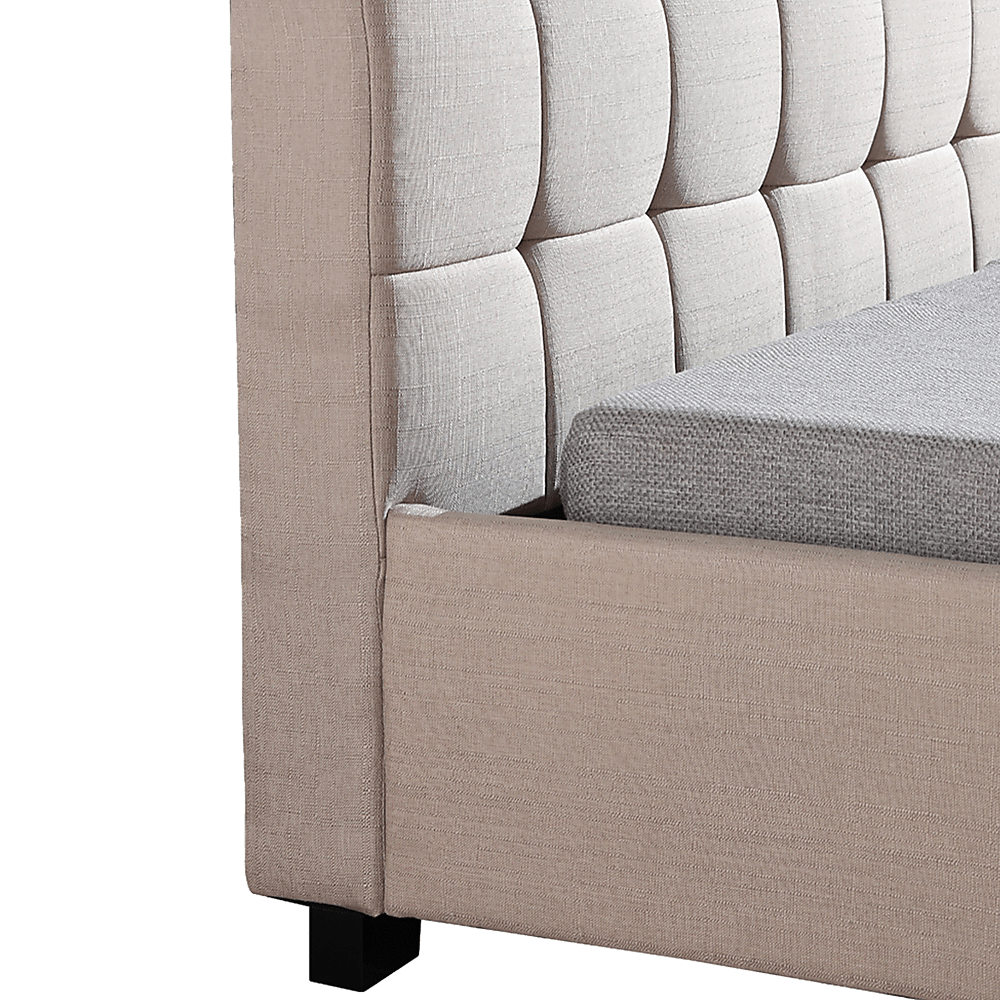 King Single Linen Fabric Deluxe Bed Frame Beige