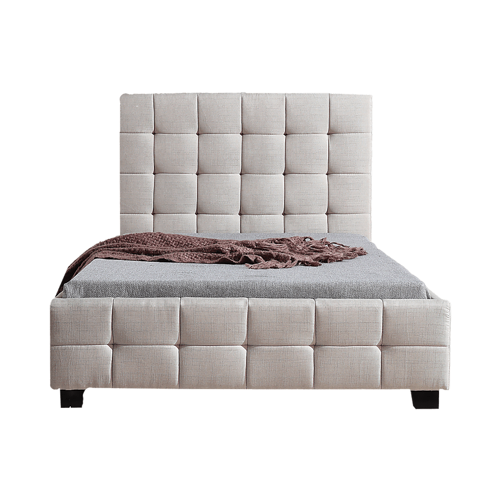 King Single Linen Fabric Deluxe Bed Frame Beige