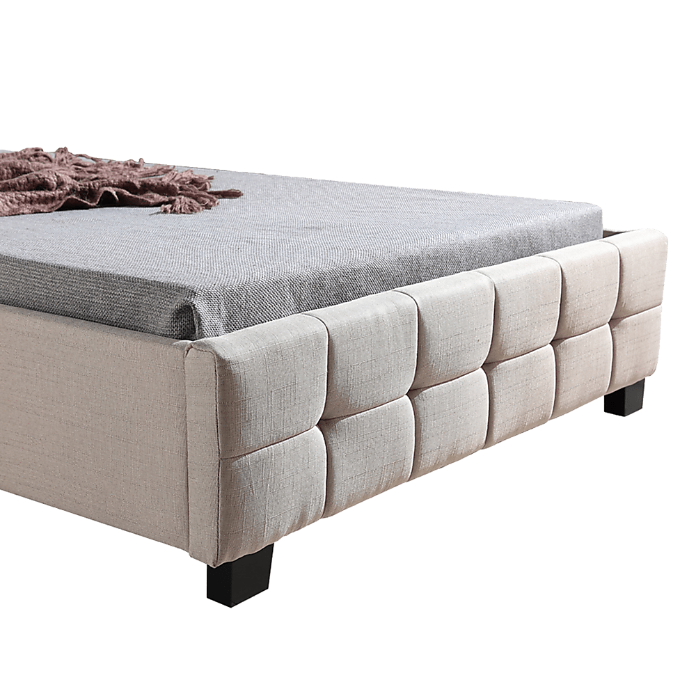 King Single Linen Fabric Deluxe Bed Frame Beige