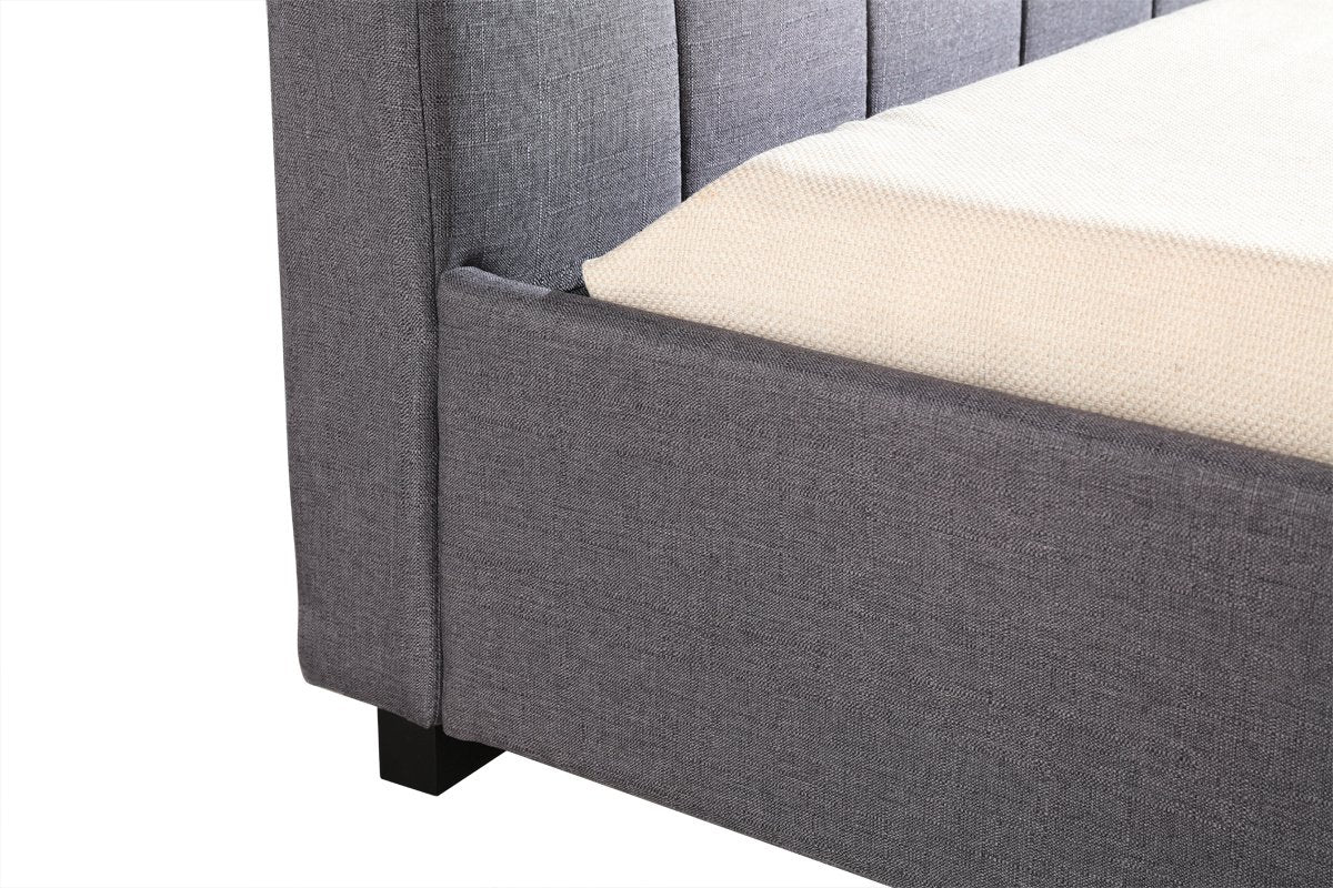 Bedroom King Single Linen Fabric Deluxe Bed Frame Grey