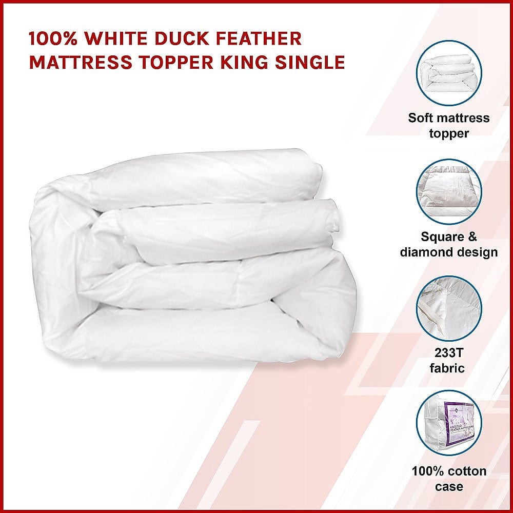 King Single Mattress Topper - 100% Duck Feather