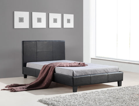 Bedroom King Single PU Leather Bed Frame Black