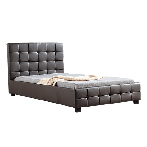 King Single Pu Leather Deluxe Bed Frame Brown