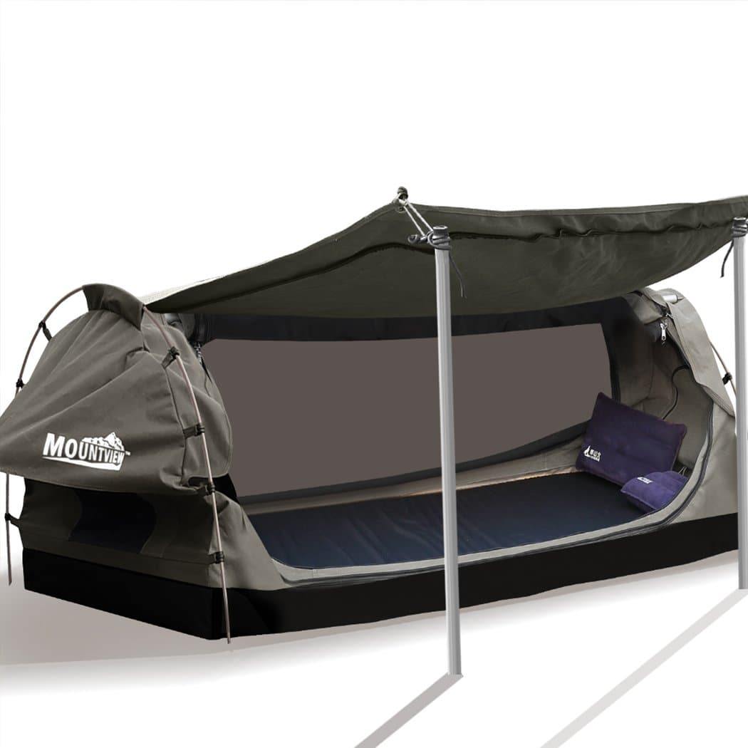 camping / hiking King Single Swag Camping Swags Canvas Dome Tent Free Standing Grey