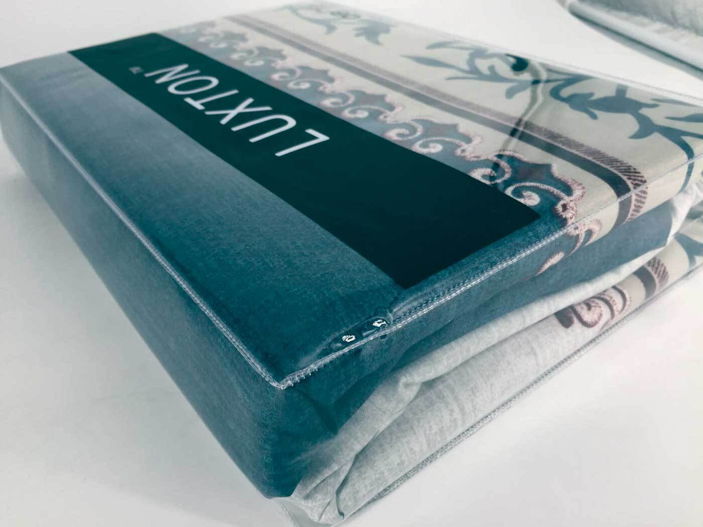 Home & Garden > Bedding King Size 3pcs Teal Green Striped Floral Quilt Cover Set