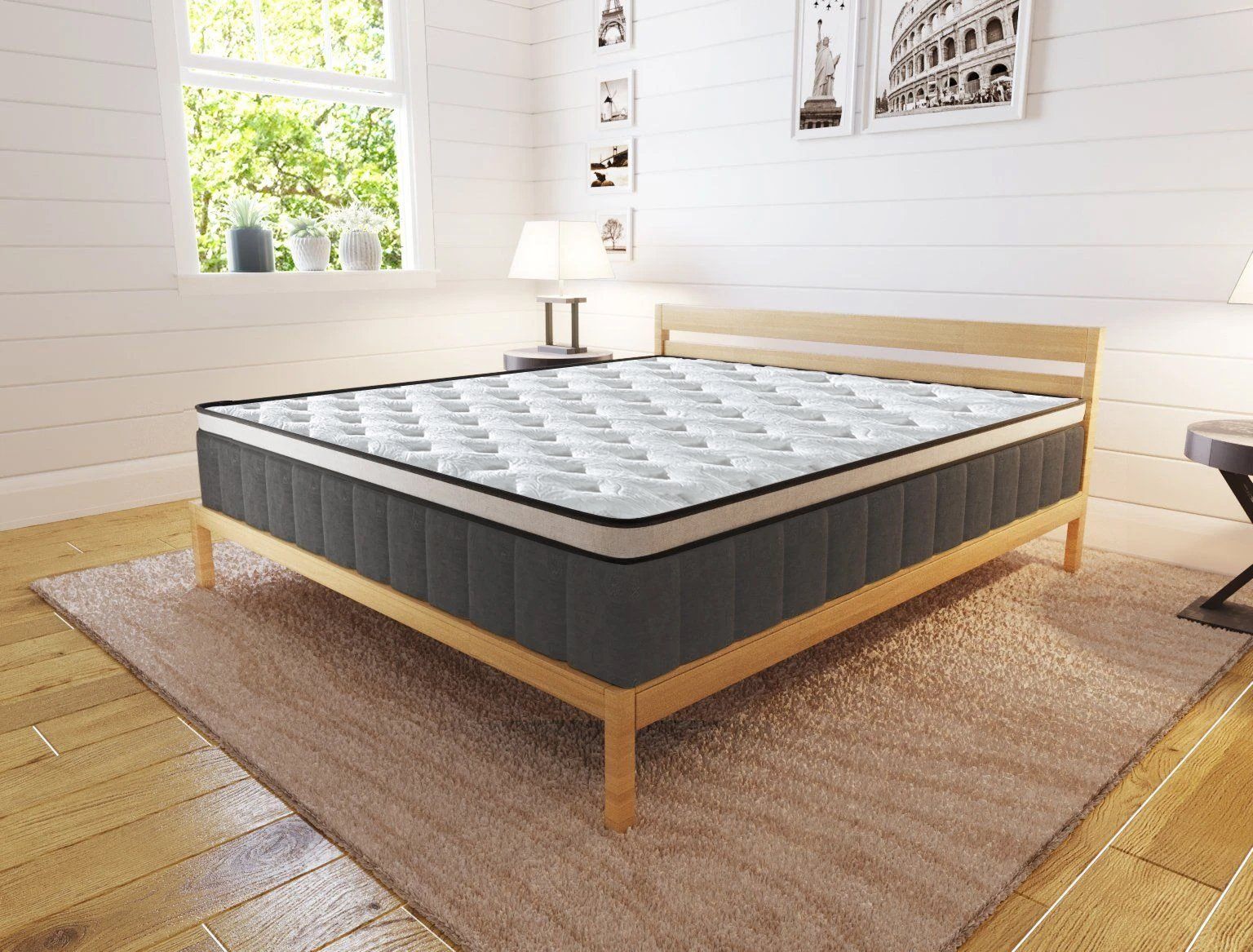 bedding King Size Cooling Gel Tri-Foam Spring Euro Mattress