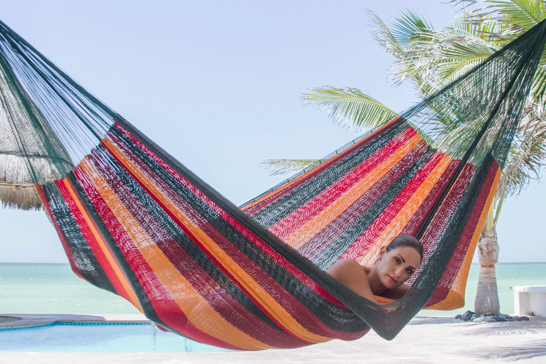 King Size Cotton Mexican Hammock in Imperial Color