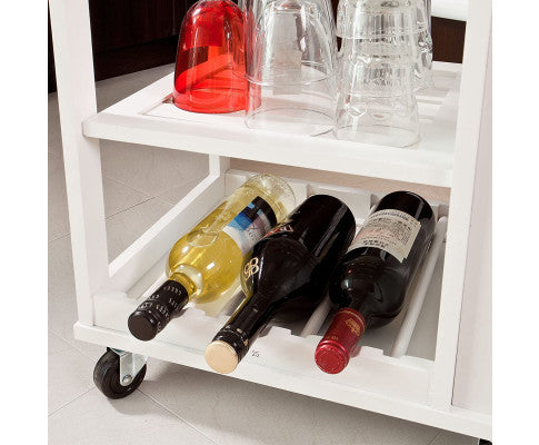 Kitchen Trolley with Wine Rack, Drawer and Shelf