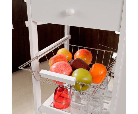 Kitchen Trolley with Wine Rack, Drawer and Shelf