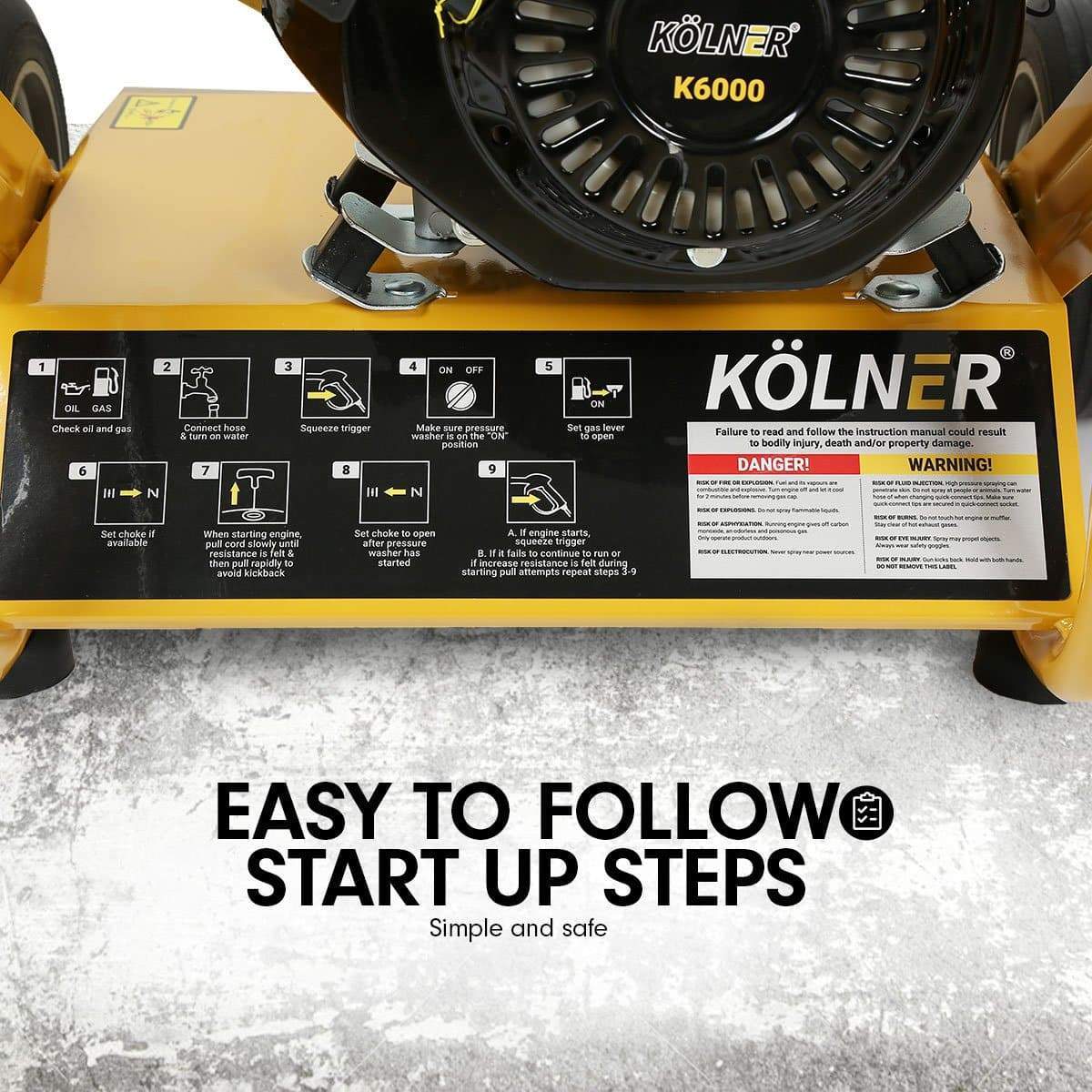 Kolner 6000 8HP 4800psi Petrol Engine High Pressure Washer Cleaner