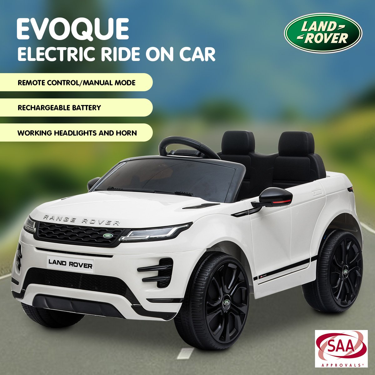 Land Rover Licensed Kids Electric Ride On Car Remote Control - White