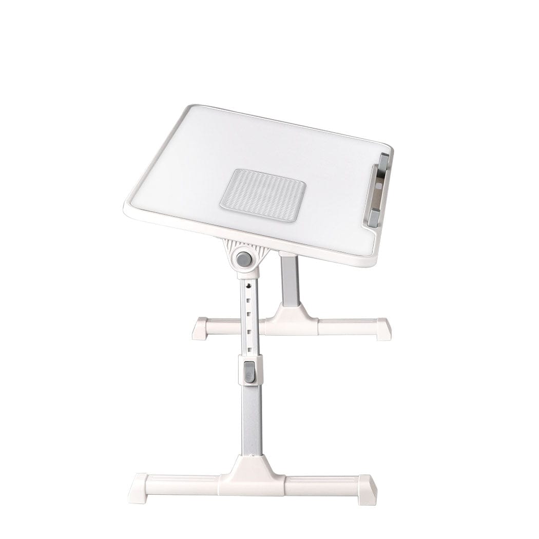Laptop Desk Computer Stand Table Foldable Tray Fan Adjustable Sofa White