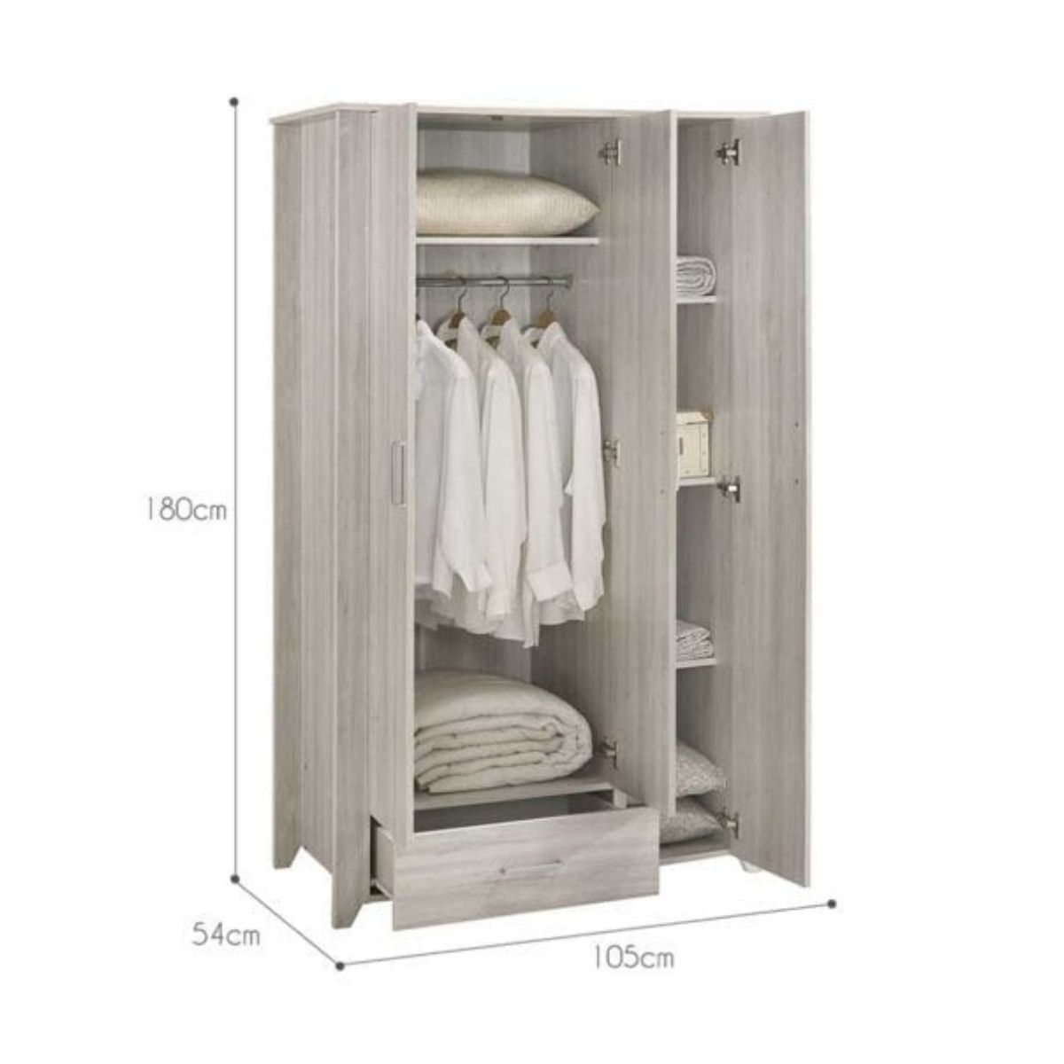 Furniture > Bedroom Large 3 Door Wardrobe Bedroom Storage Cabinet Closet