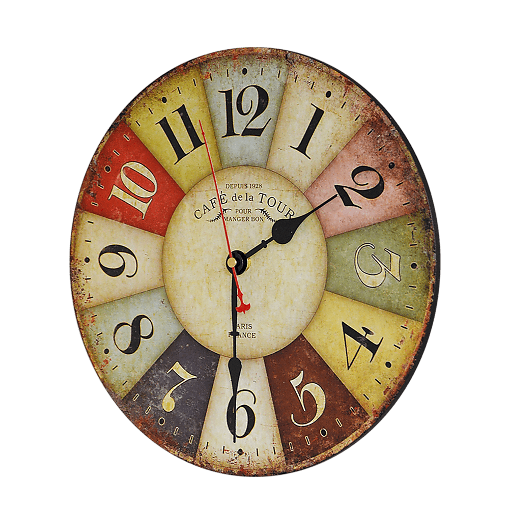 Large Colourful Wall Clock Kitchen  Office Retro Timepiece