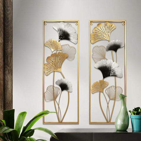 Large Metal Wall Art Hanging Leaf Tree Garden Pair