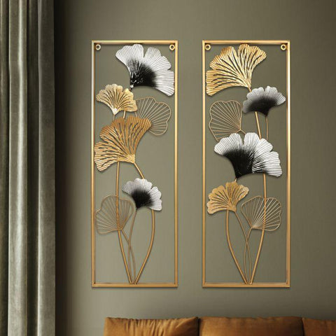Large Metal Wall Art Hanging Leaf Tree Garden Pair