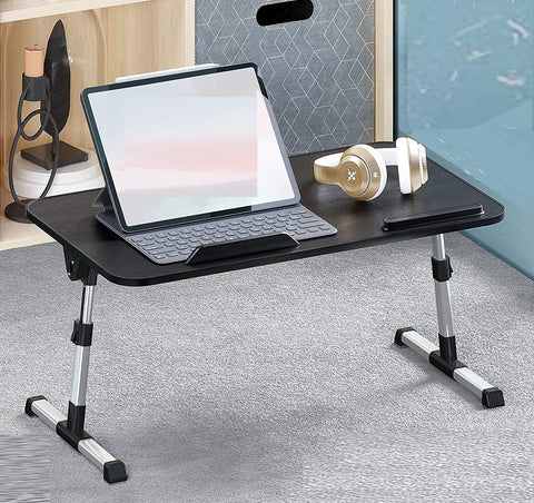 Large Size Folding and Adjustable Laptop Bed Tray Table Black