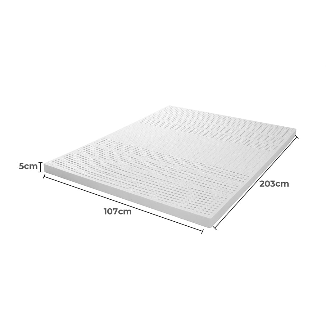 Latex Mattress Topper Natural 7 Zone Bedding Removable Cover Mat 5cm