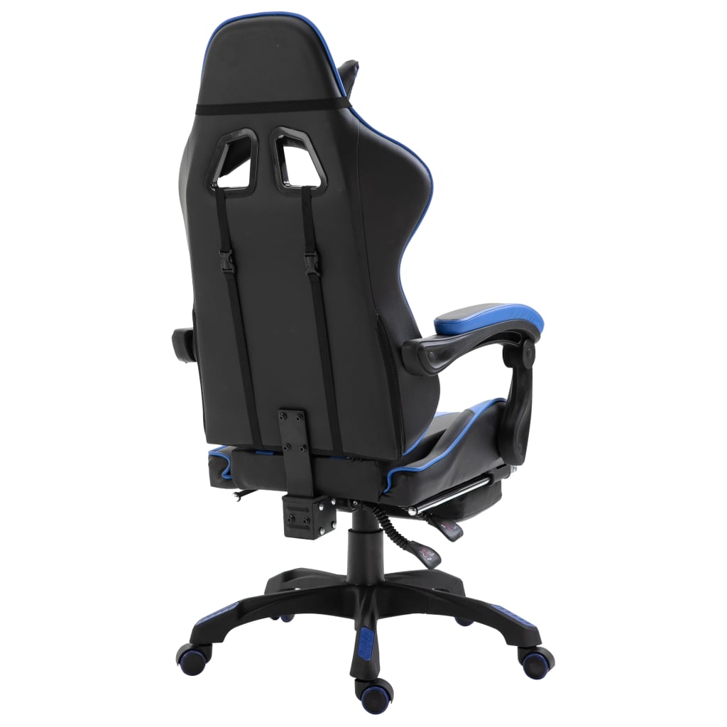 Leather Gaming Chair with Footrest Blue