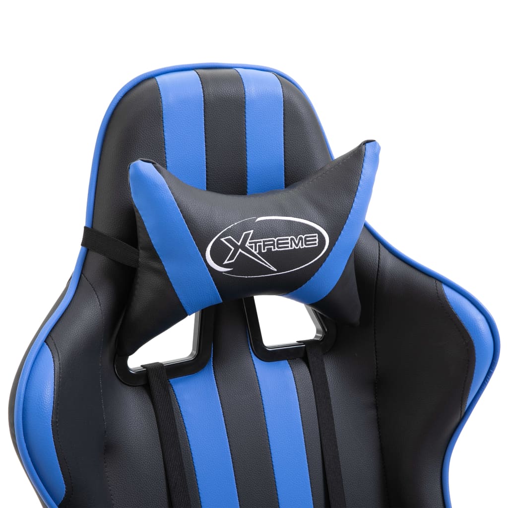 Leather Gaming Chair with Footrest Blue