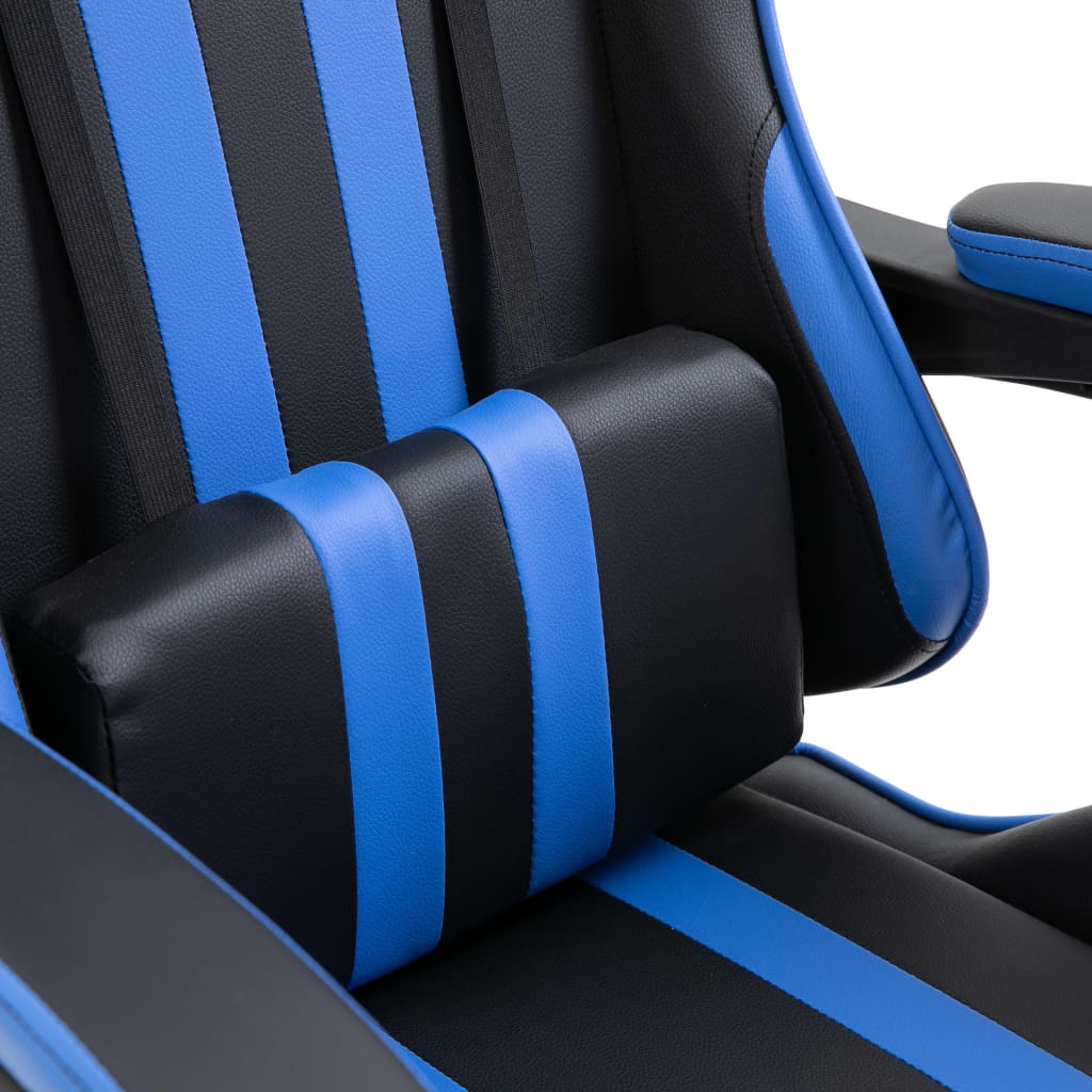 Leather Gaming Chair with Footrest Blue