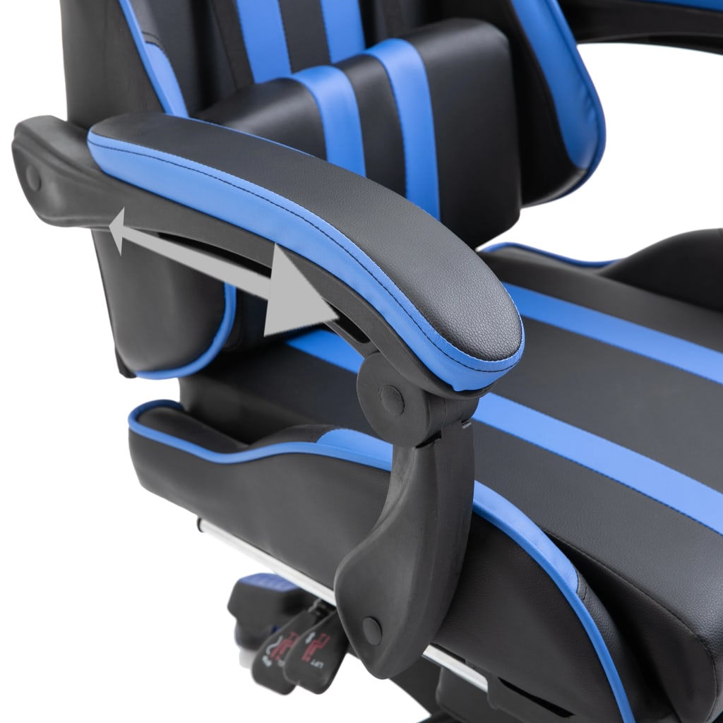 Leather Gaming Chair with Footrest Blue
