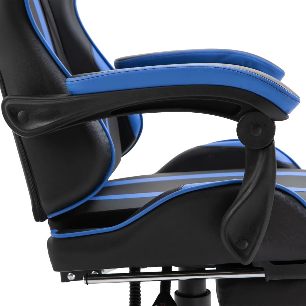 Leather Gaming Chair with Footrest Blue