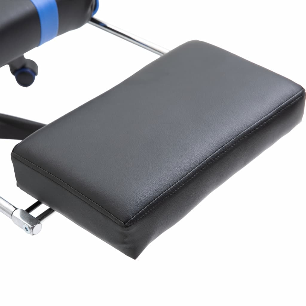 Leather Gaming Chair with Footrest Blue