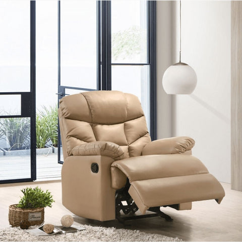 Furniture > Living Room Leather Rocking Recliner Chair Armchair Swing Gliding Beige