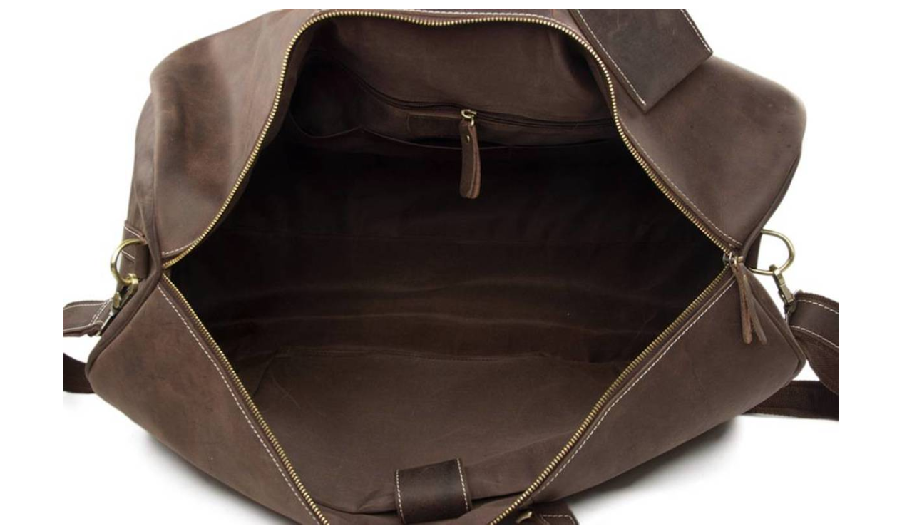 50% Leather Travel Bag - Dark Brown