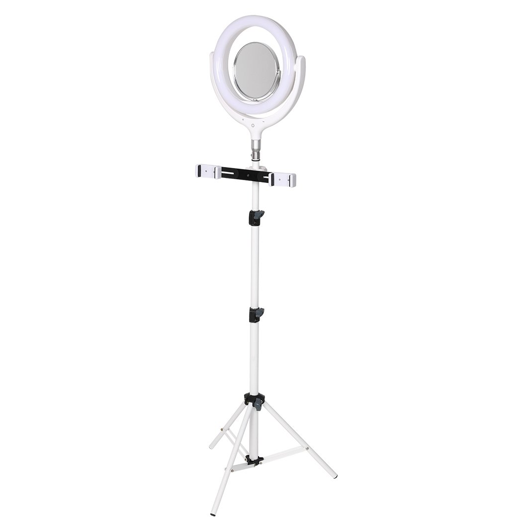 lighting Led Ring Light With Tripod Stand Phone Holder Makeup Mirror White